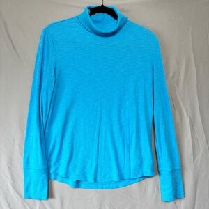 Gap Womens Ribbed Turtleneck L Blue Layers Stretch Outdoors Preppy Cottagecore